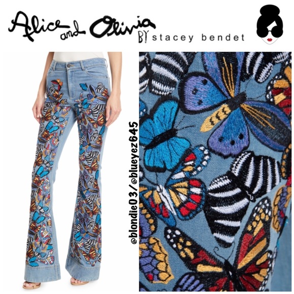 alice and olivia butterfly jeans